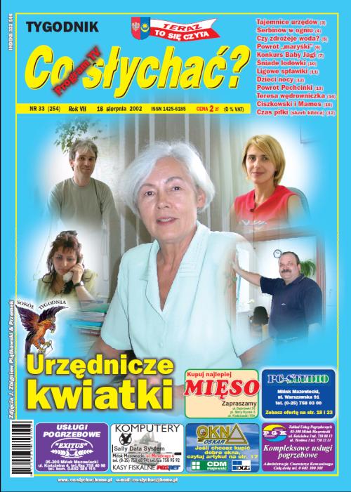 Okładka gazety Co słychać? - nr 33 (254) 2002